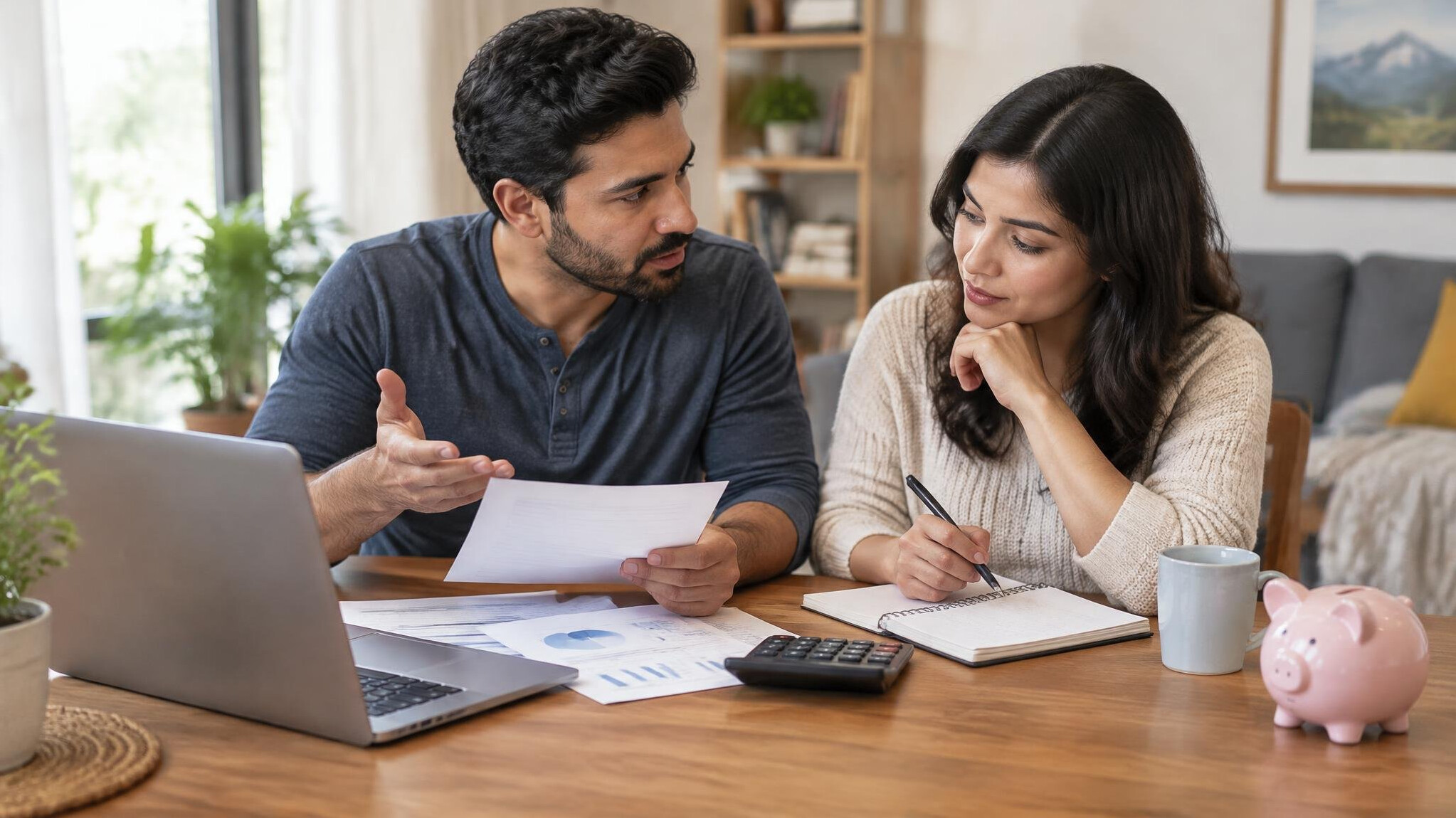 family discussing finances
