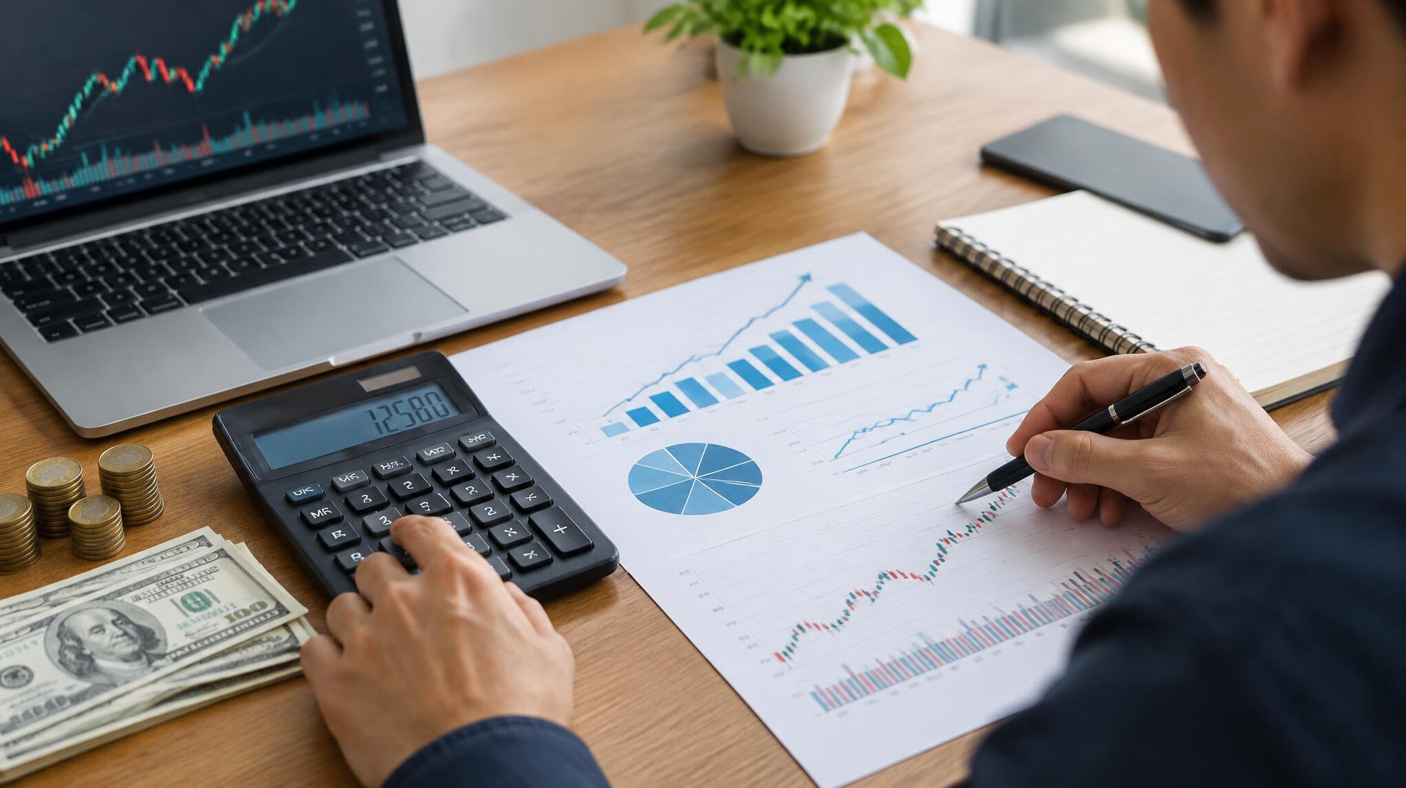 financial calculator on desk