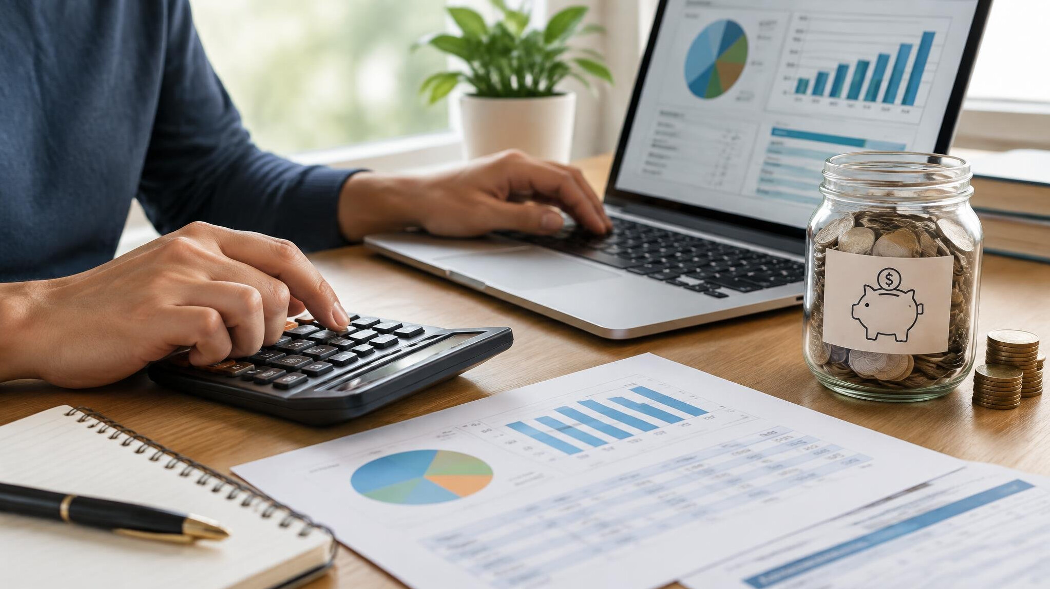 person using financial calculator
