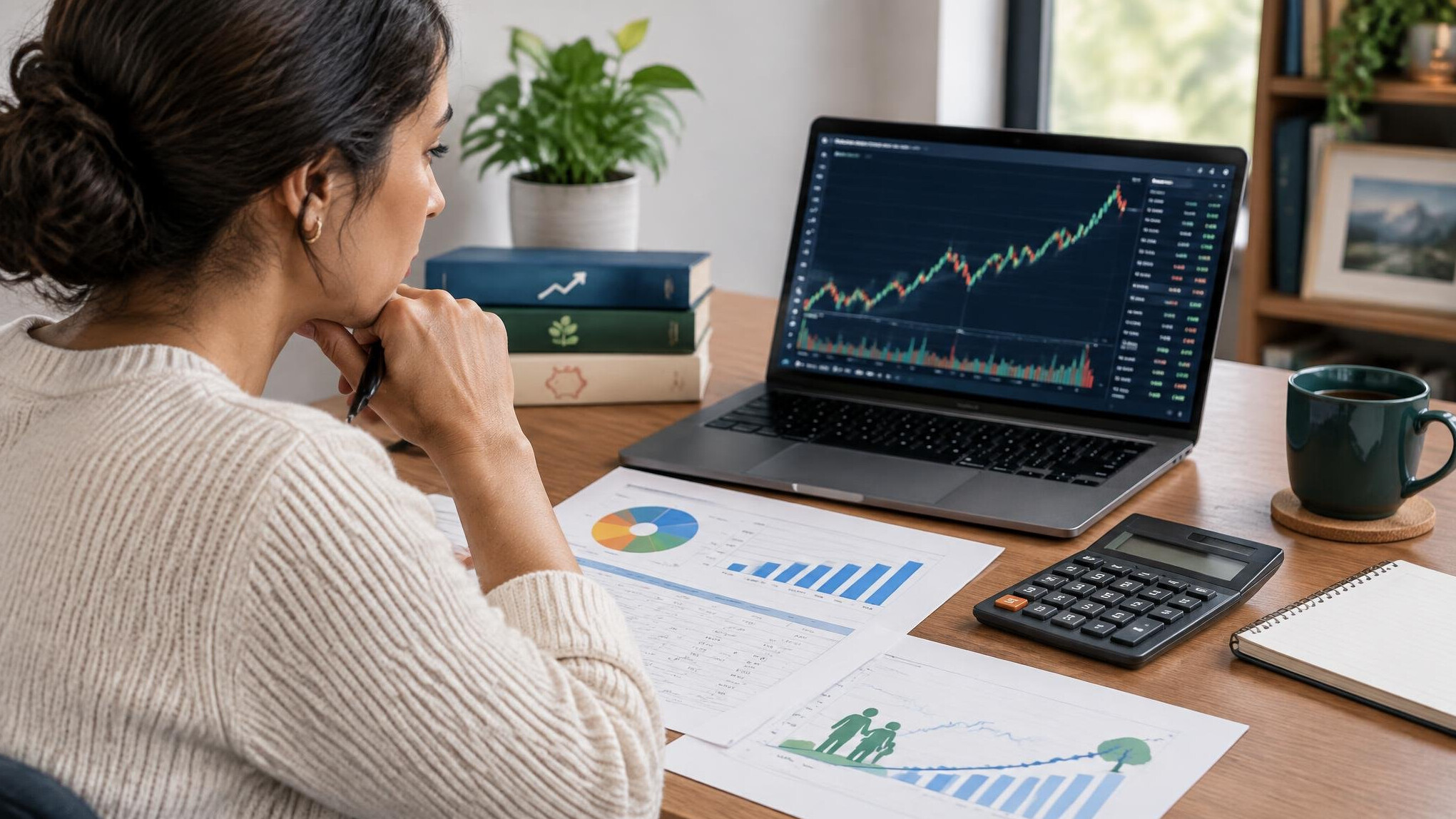 woman reviewing investment portfolio